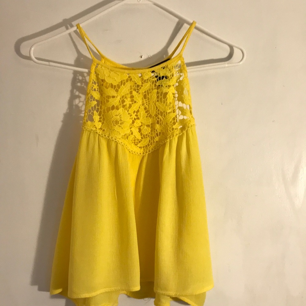 Yellow halter top with floral detail